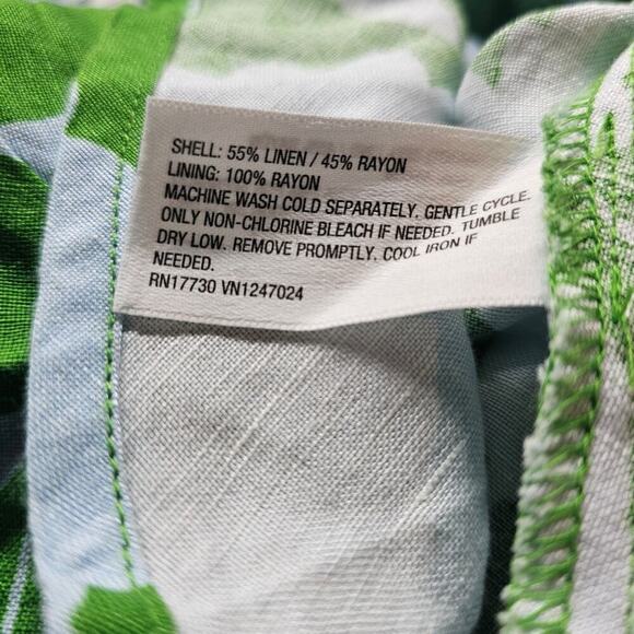 Kate Spade Linen Skirt Womens Large Green Blue Floral Pencil Modest Boho Twee - Picture 8 of 8